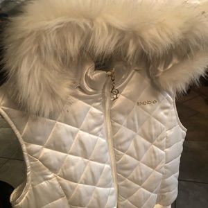 Women’s hooded faux-fur vest by bebe; never worn